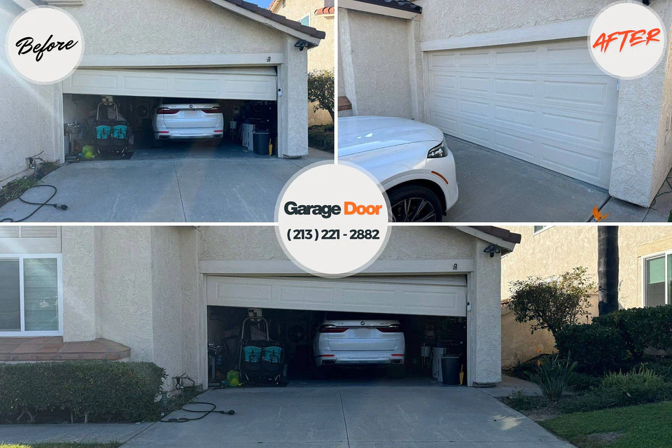 Before and after: garage door repair Lincoln, ID
